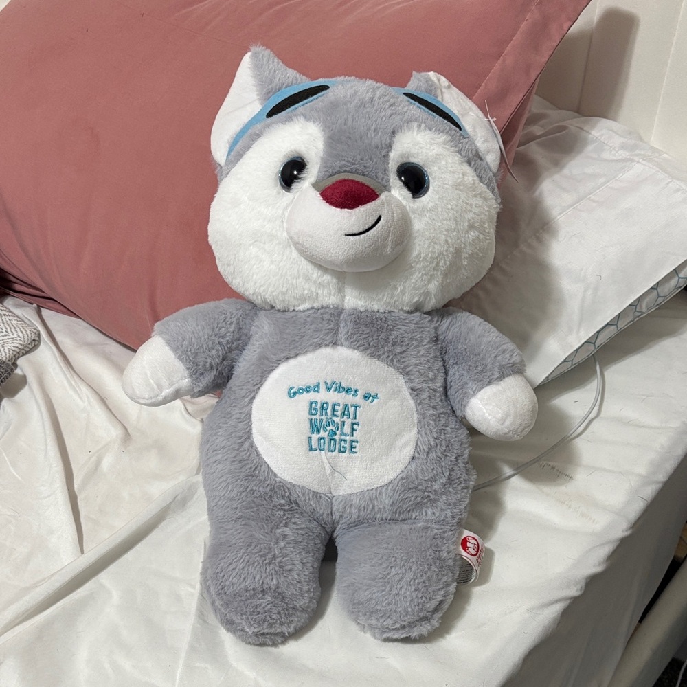Gray and White Plush Toy